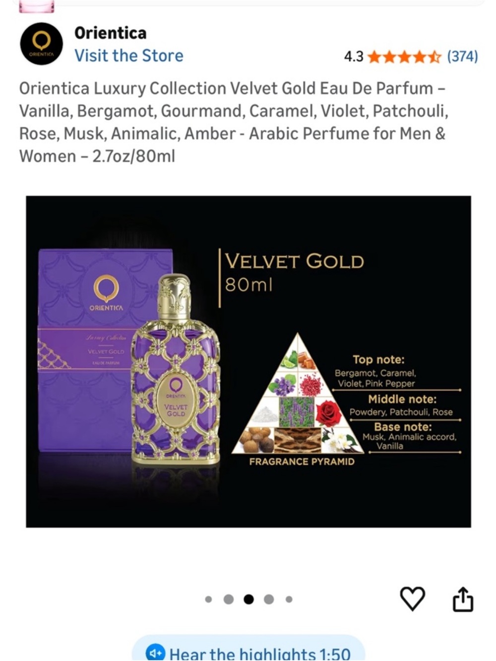 Velvet Gold Eau de Parfum — Purple & Gold Bottle (80ml)